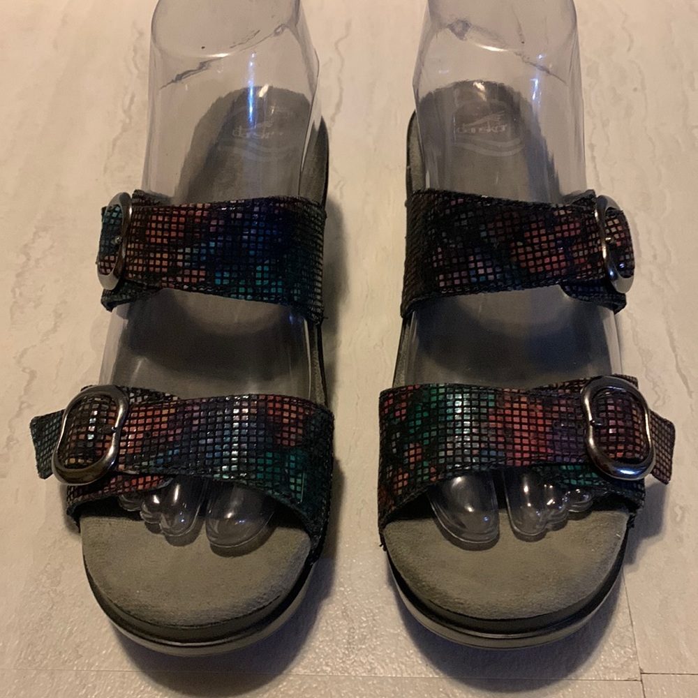 - Dansko Sophie Stained Glass Sandals Women's Leather Buckle Slippers Size…
